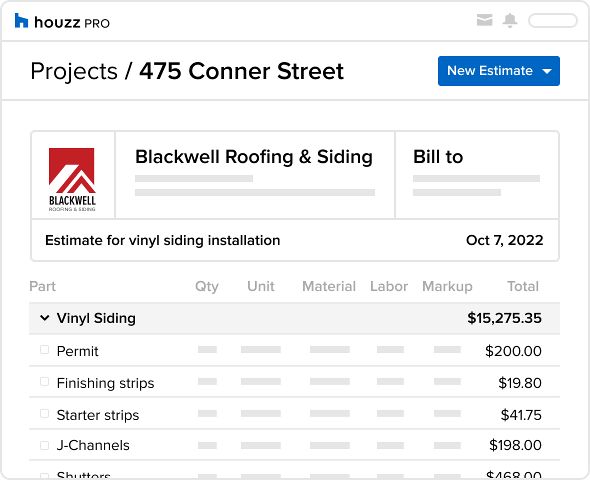 Siding Estimator App for Contractors | Houzz Pro